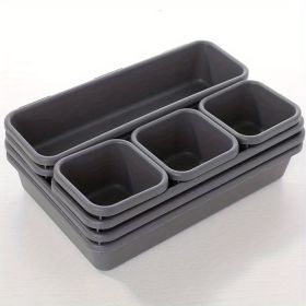8pcs Home Drawer Organizer; Multipurpose Plastic Storage Box; Tableware Storage Container; Medicine Box; Office Supplies Storage & Organization; Free (Color: 1pcs Multifunctional Storage Box + Dark Gray)