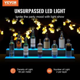 VEVOR LED Lighted Liquor Bottle Display Bar Shelf RF & App Control (Layers: 2 Layer, size: 40 Inches)